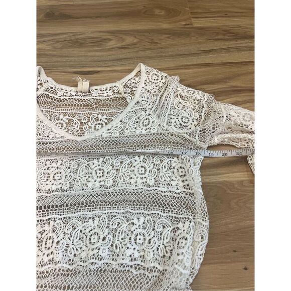 Free People Crochet Lace Boho Peplum Top size L - Picture 6 of 9